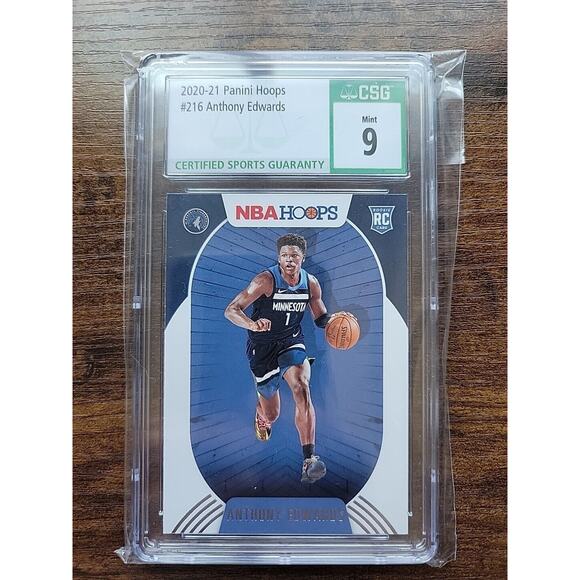 Anthony Edwards 2020-21 Panini Hoops #216 - Winter Rookie - CSG Graded 9 - Picture 1 of 3